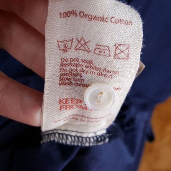 PEOPLE TREE Womens Top Medium Blue 1/4 Button Pullover Collared Tunic Organic - Picture 5 of 8